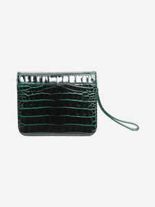 Balenciaga Green B croc-embossed leather bag