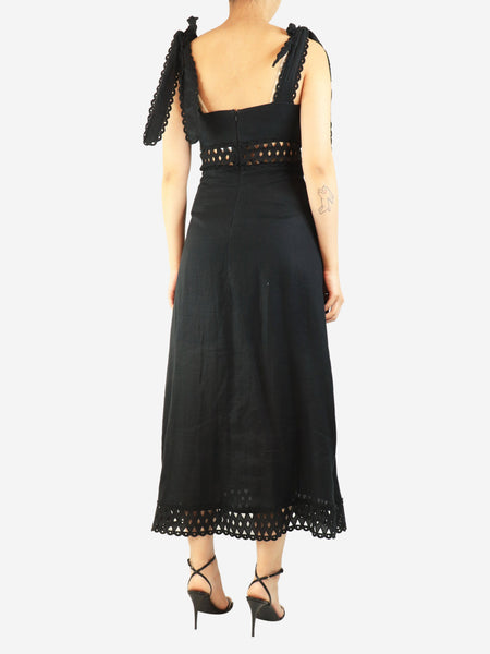 Black sleeveless linen maxi dress - size UK 10 alternate image