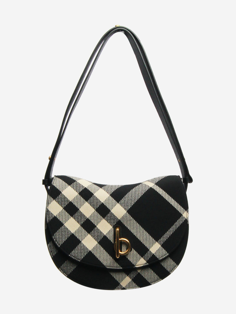 jacquard woven check shoulder bag