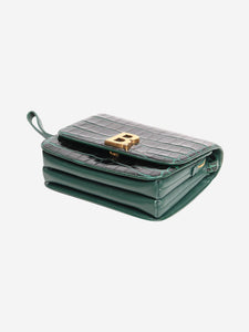 Balenciaga Green B croc-embossed leather bag