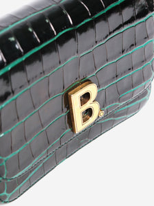 Balenciaga Green B croc-embossed leather bag