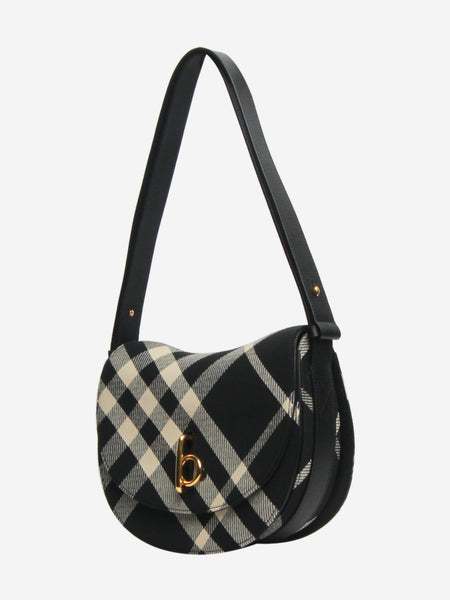 Black jacquard-woven check shoulder bag alternate image