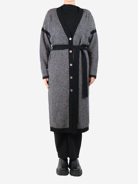Black belted longline cardigan - size M product image