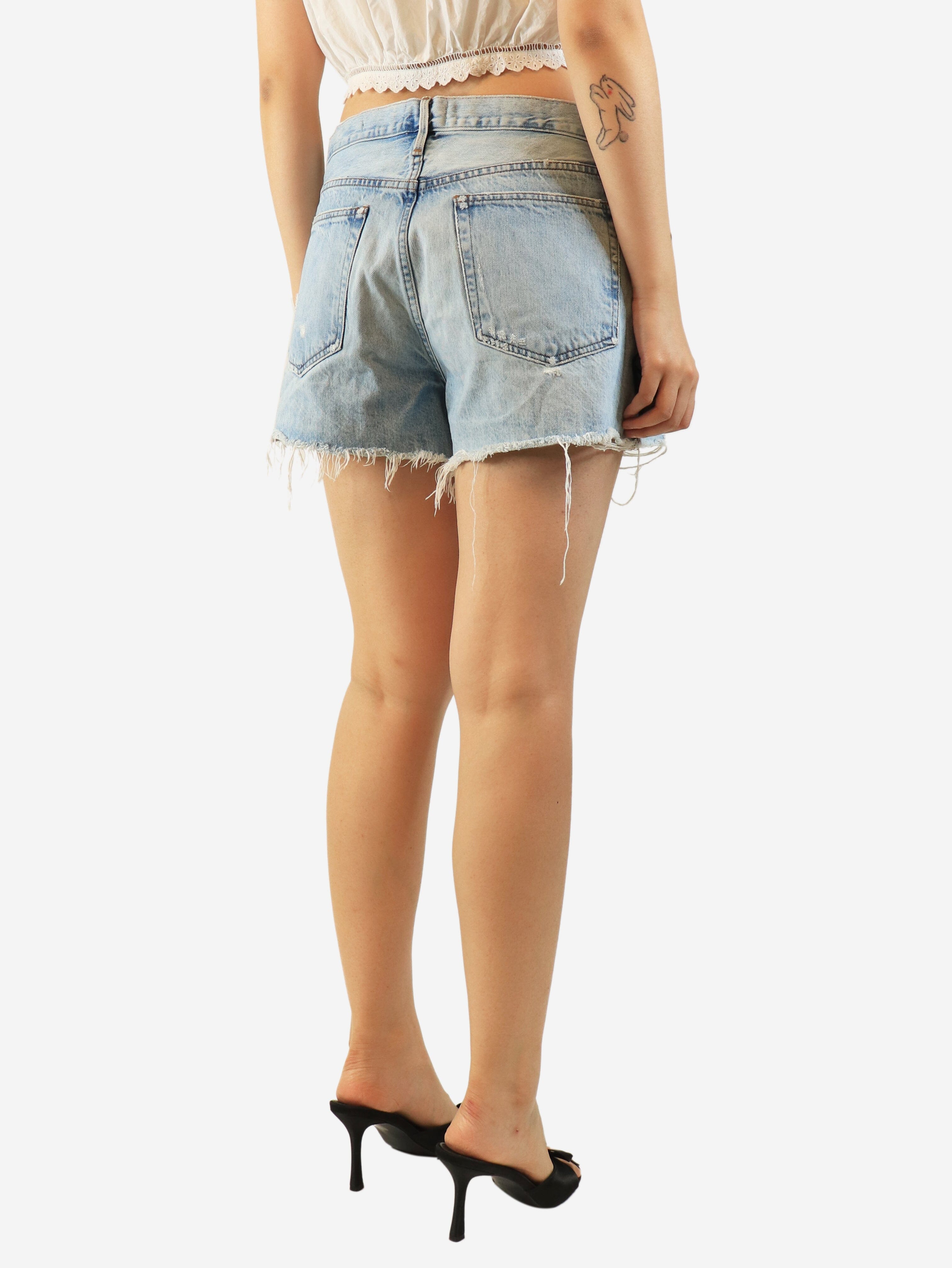 Blue ripped denim shorts - size UK 12 Shorts Frame 