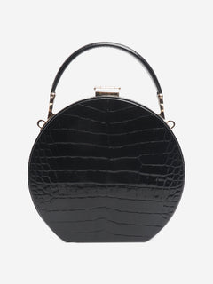 Black patent croc hat box bag Shoulder bags Aspinall 