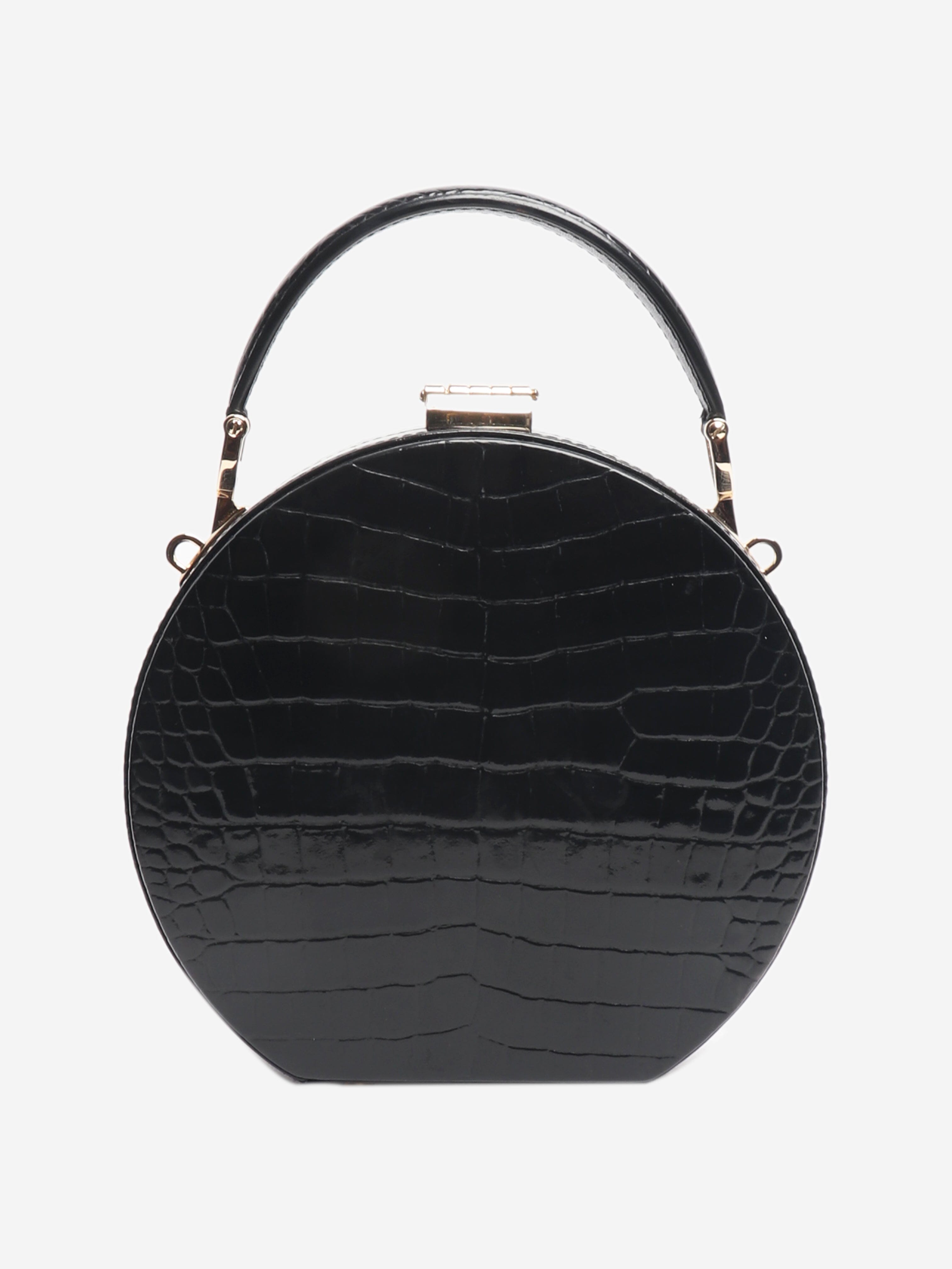 Black patent croc hat box bag Shoulder bags Aspinall 