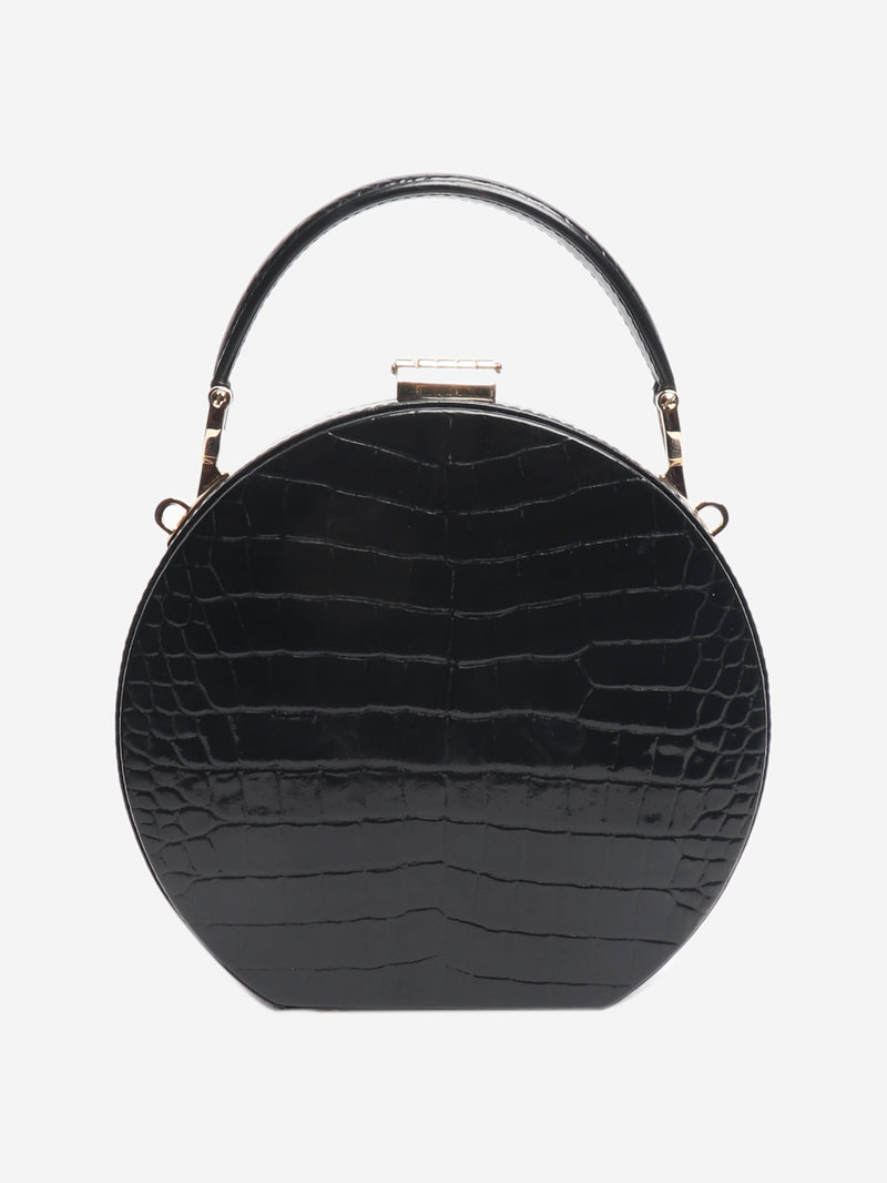 Black patent croc hat box bag Shoulder bags Aspinall 