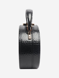 Black patent croc hat box bag Shoulder bags Aspinall 