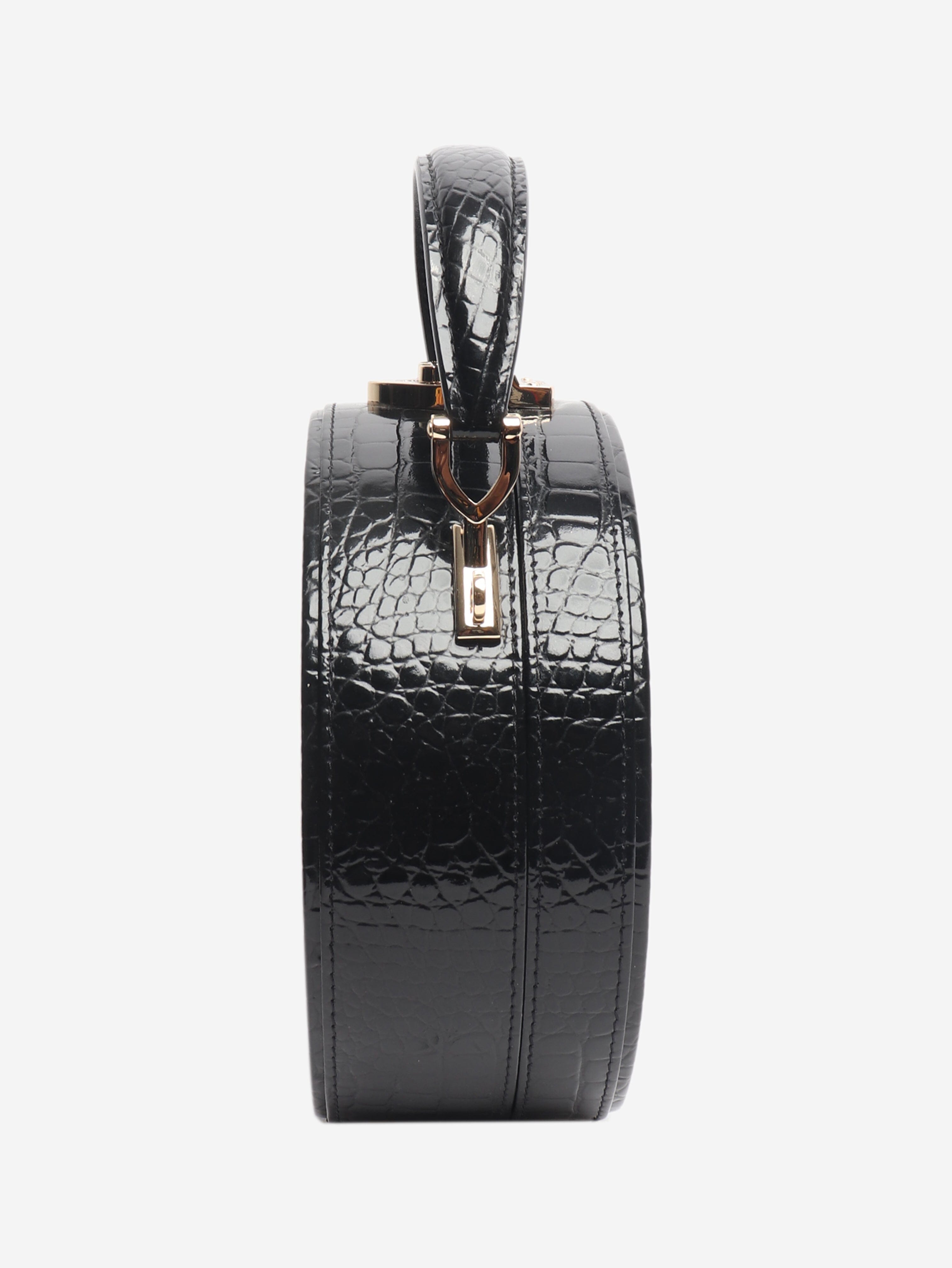 Black patent croc hat box bag Shoulder bags Aspinall 