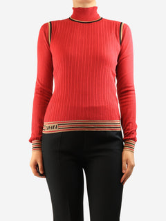 Red fine knit sweater - size UK 10 Knitwear Fendi 