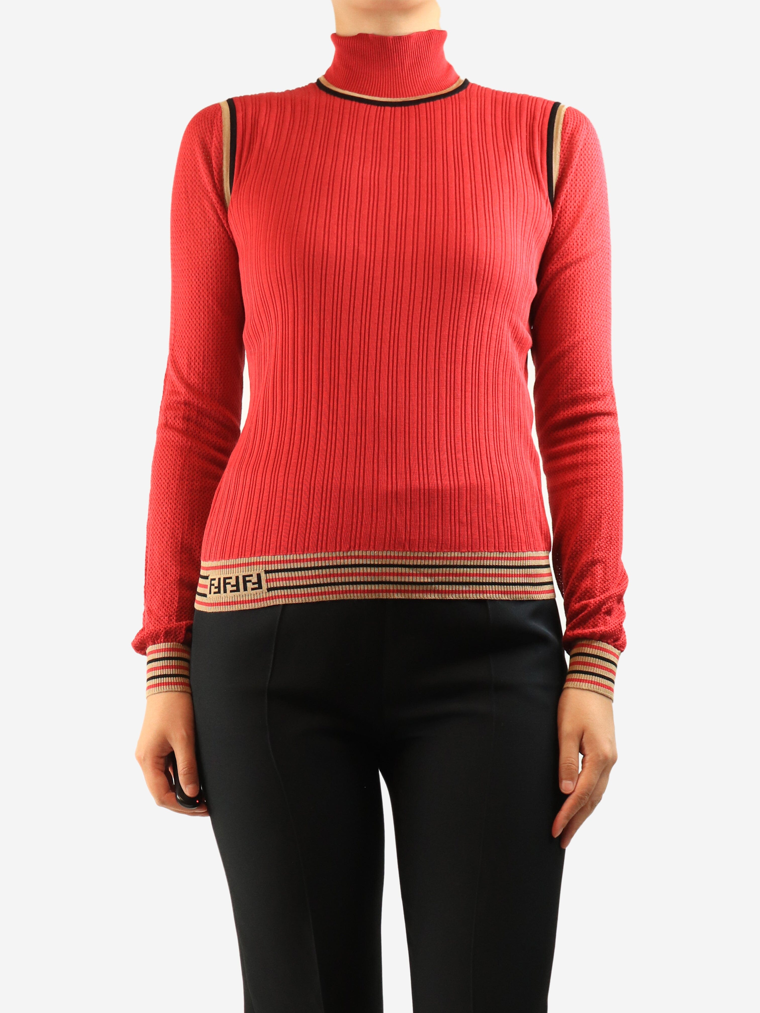 Red fine knit sweater - size UK 10 Knitwear Fendi 