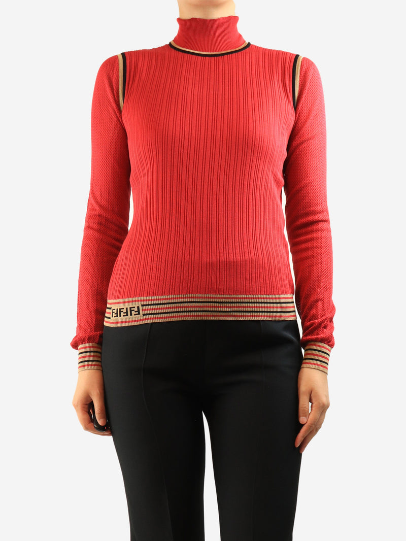 Red fine knit sweater - size UK 10 Knitwear Fendi 