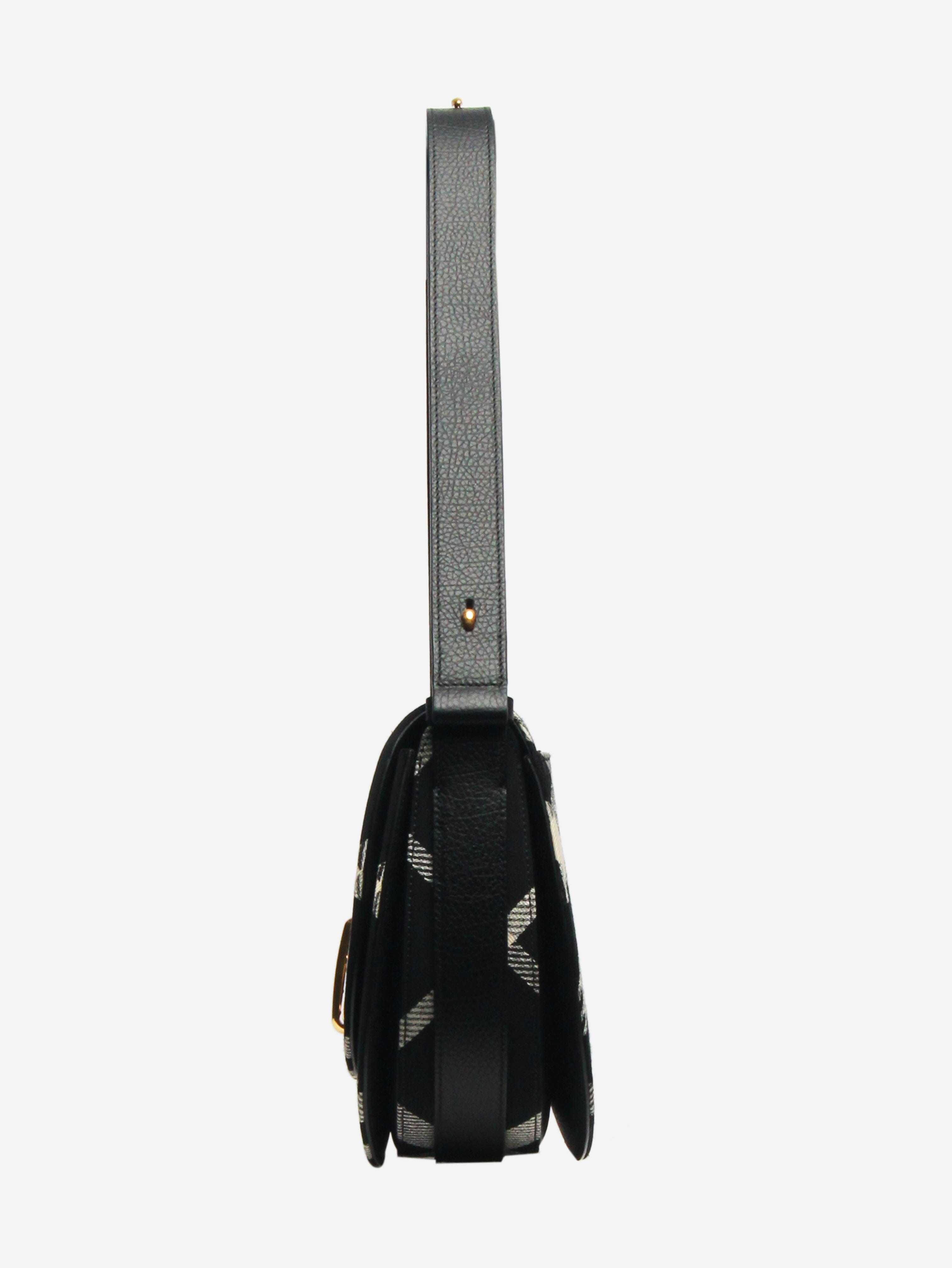Black jacquard-woven check shoulder bag - size Shoulder bags Burberry 