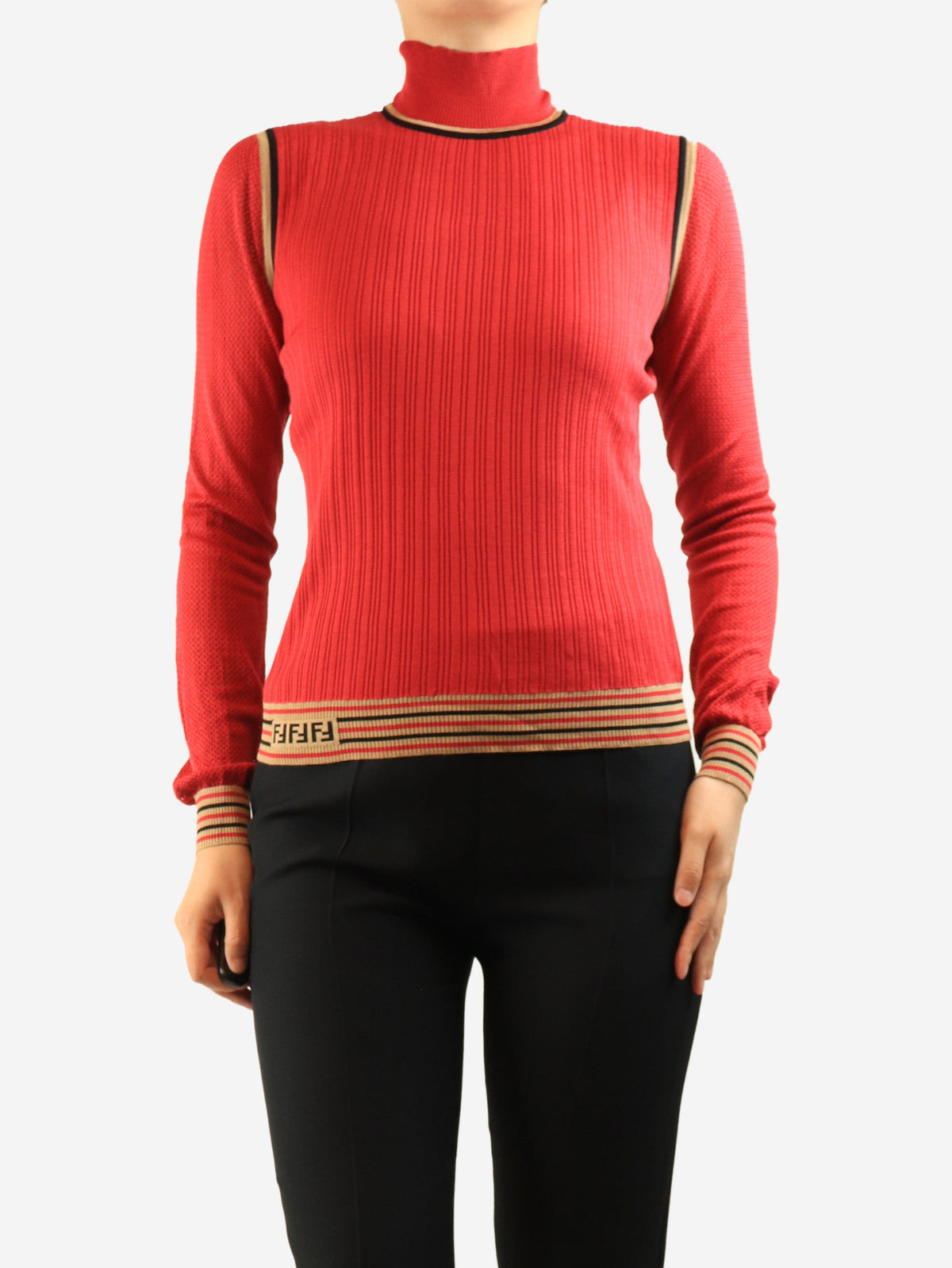 Red fine knit sweater - size UK 10 Knitwear Fendi 