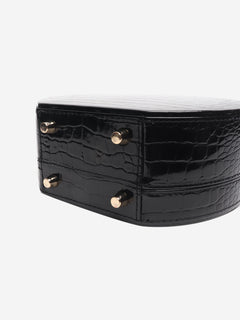 Black patent croc hat box bag Shoulder bags Aspinall 