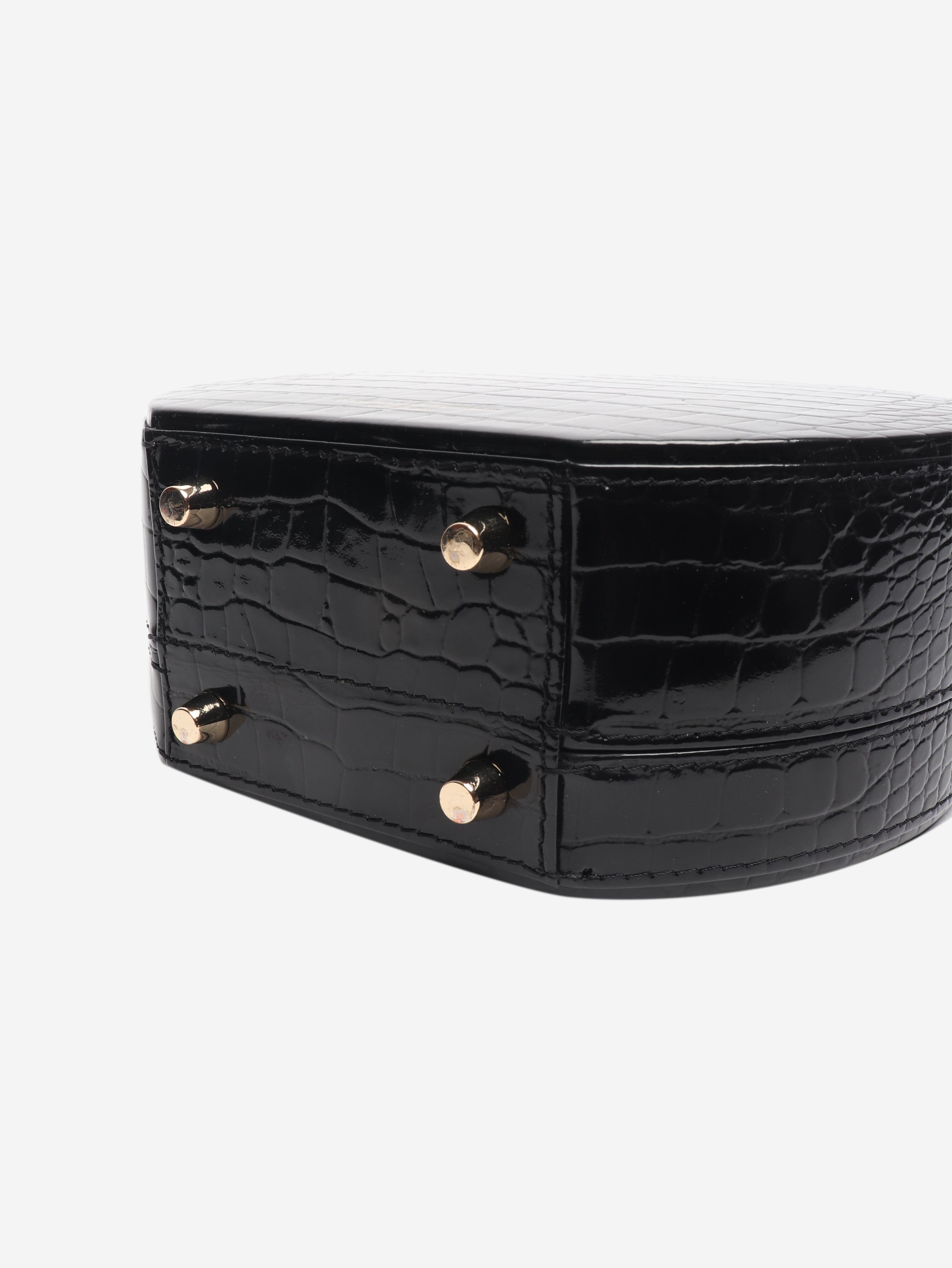 Black patent croc hat box bag Shoulder bags Aspinall 