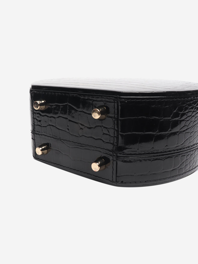 Black patent croc hat box bag Shoulder bags Aspinall 