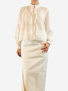 White ruffled cotton blouse - size UK 12 Tops Isabel Marant Etoile 