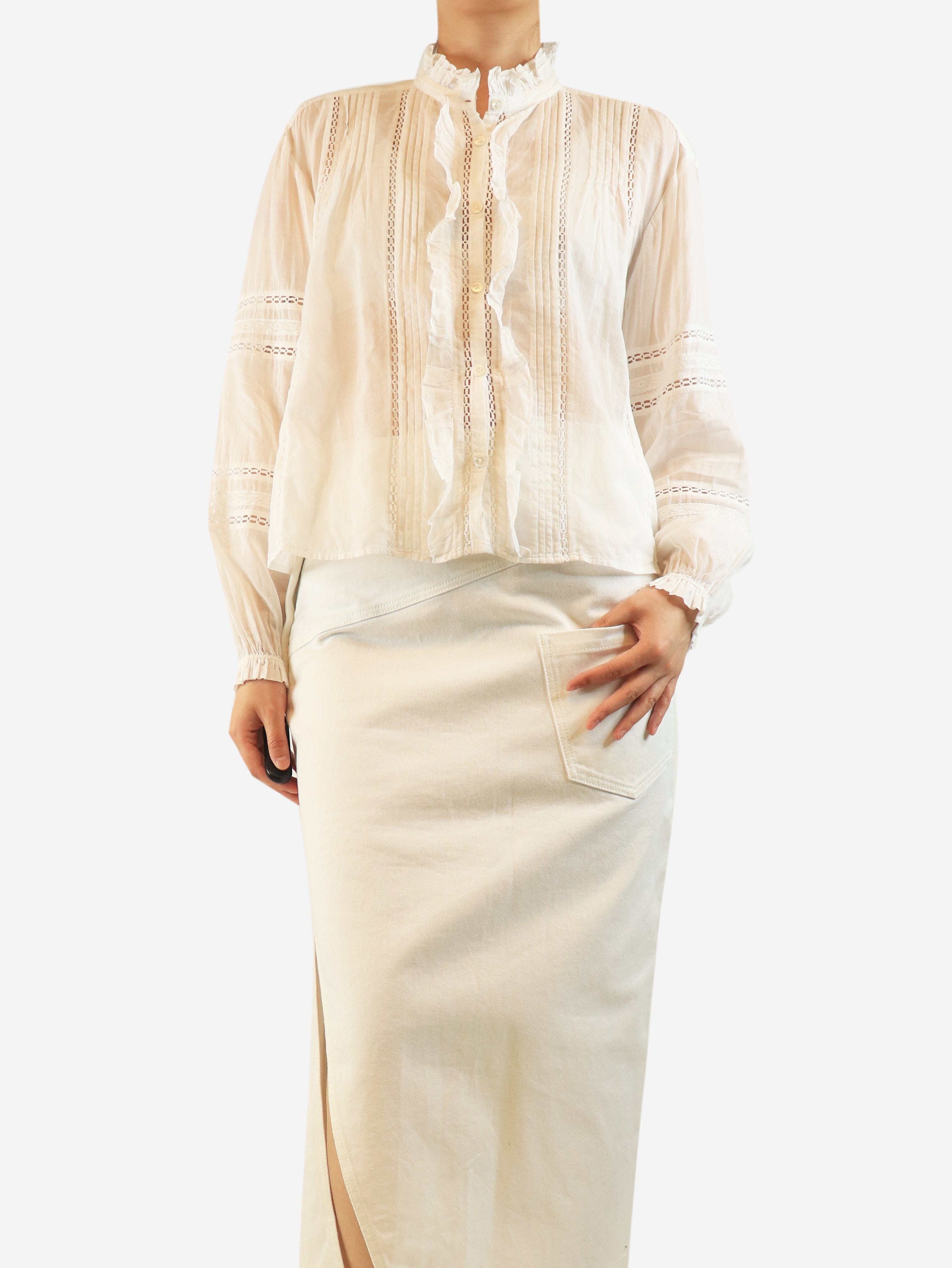 White ruffled cotton blouse - size UK 12 Tops Isabel Marant Etoile 
