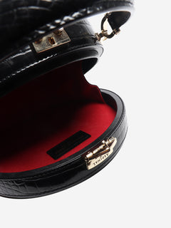 Black patent croc hat box bag Shoulder bags Aspinall 