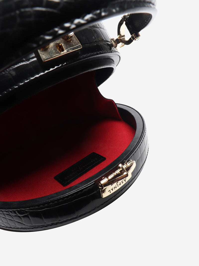 Black patent croc hat box bag Shoulder bags Aspinall 