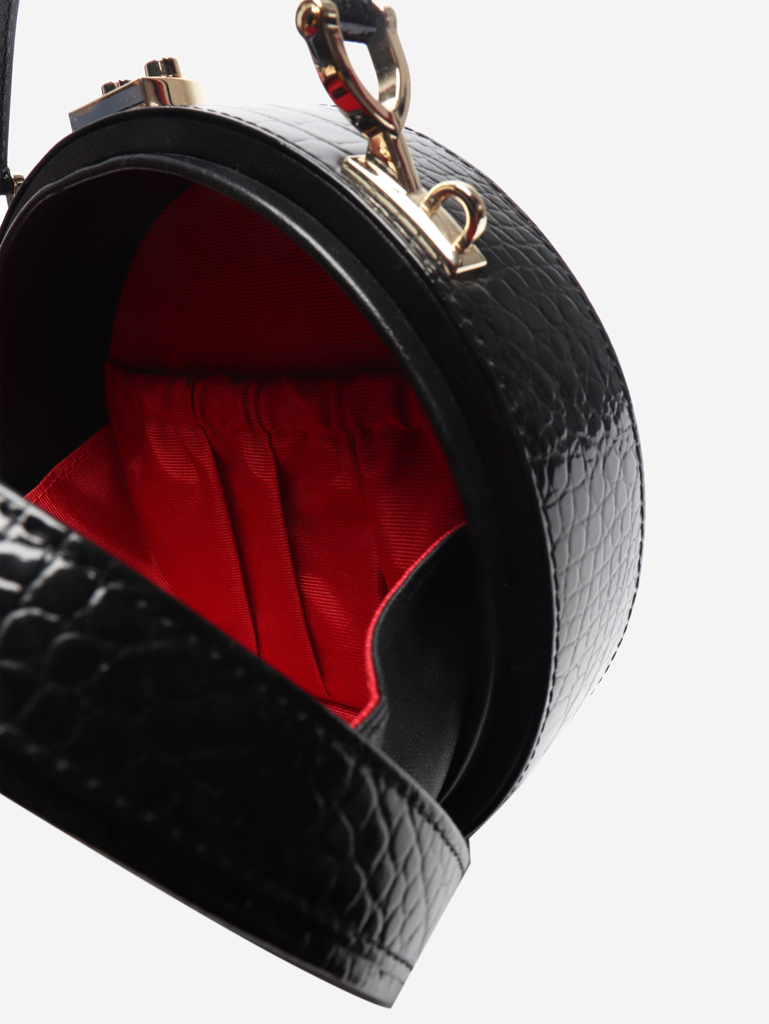 Black patent croc hat box bag Shoulder bags Aspinall 