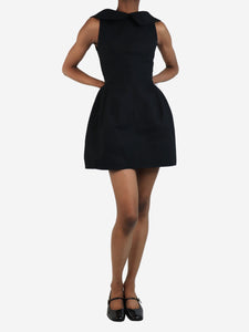 Alaia Black collared a-line midi dress - size UK 6
