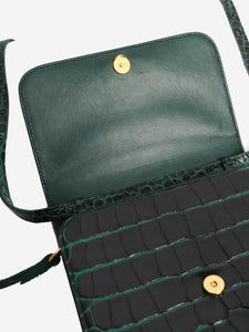 Balenciaga Green B croc-embossed leather bag