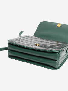 Balenciaga Green B croc-embossed leather bag