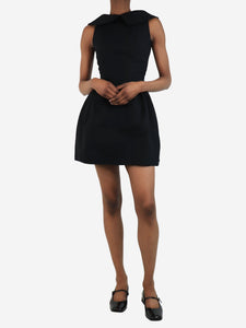 Alaia Black collared a-line midi dress - size UK 6