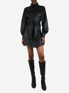Jonathan Simkhai Black faux leather shirt dress - size UK 6