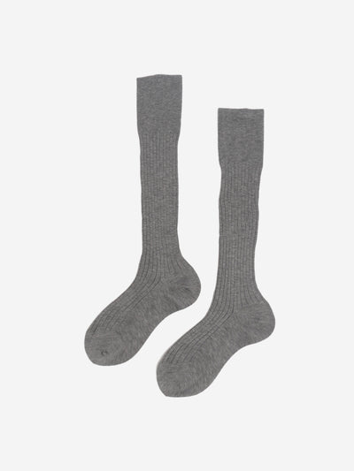 Grey ribbed knee-high socks Socks Prada 