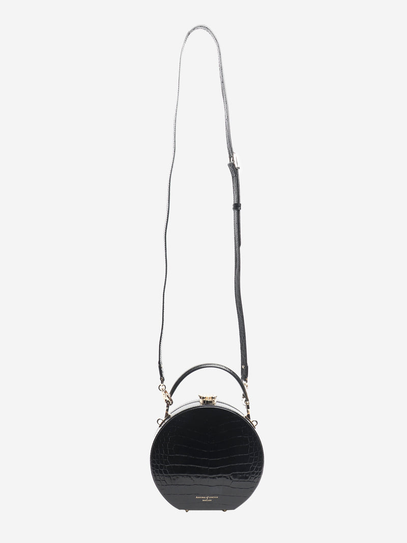 Black patent croc hat box bag Shoulder bags Aspinall 
