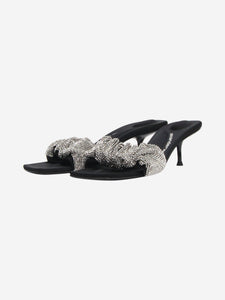 Alexander Wang Black crystal-embellished kitten heel sandals - size EU 37.5