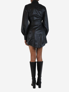 Jonathan Simkhai Black faux leather shirt dress - size UK 6