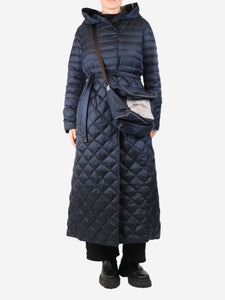 Max Mara The Cube Navy blue quilted long coat - size UK 12