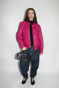Gucci Magenta quilted leather bomber jacket - size IT 40