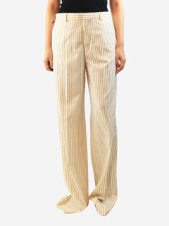 Cream logo pinstripe trousers - size UK 12 Trousers Maison Margiela 