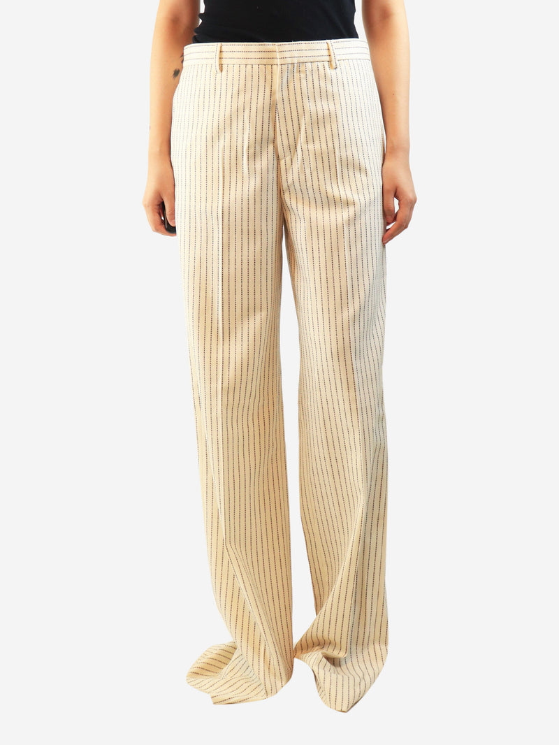 Cream logo pinstripe trousers - size UK 12 Trousers Maison Margiela 