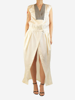Cream v-neck monili maxi dress - size S Dresses Brunello Cucinelli 