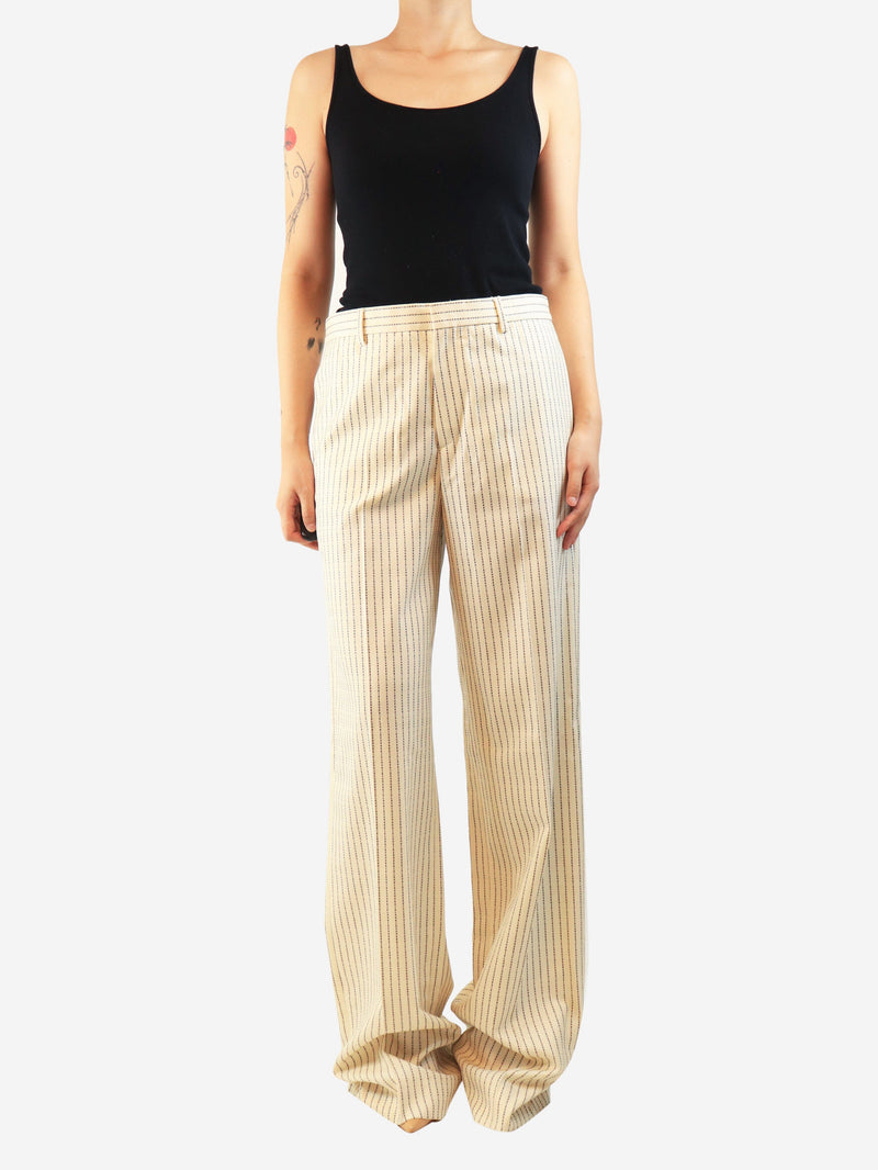 Cream logo pinstripe trousers - size UK 12 Trousers Maison Margiela 