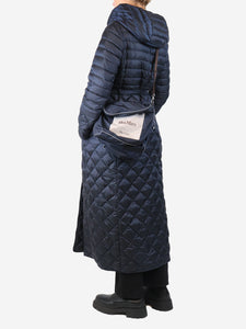Max Mara The Cube Navy blue quilted long coat - size UK 12