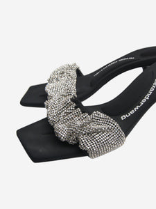 Alexander Wang Black crystal-embellished kitten heel sandals - size EU 37.5