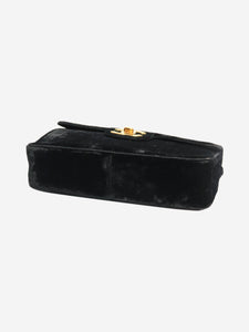 Chanel Black vintage 1991 jumbo velour Mademoiselle shoulder bag