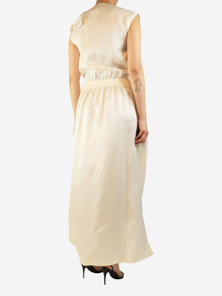 Cream v-neck monili maxi dress - size S alternate image