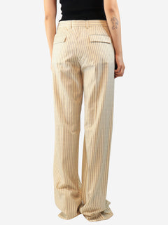 Cream logo pinstripe trousers - size UK 12 Trousers Maison Margiela 