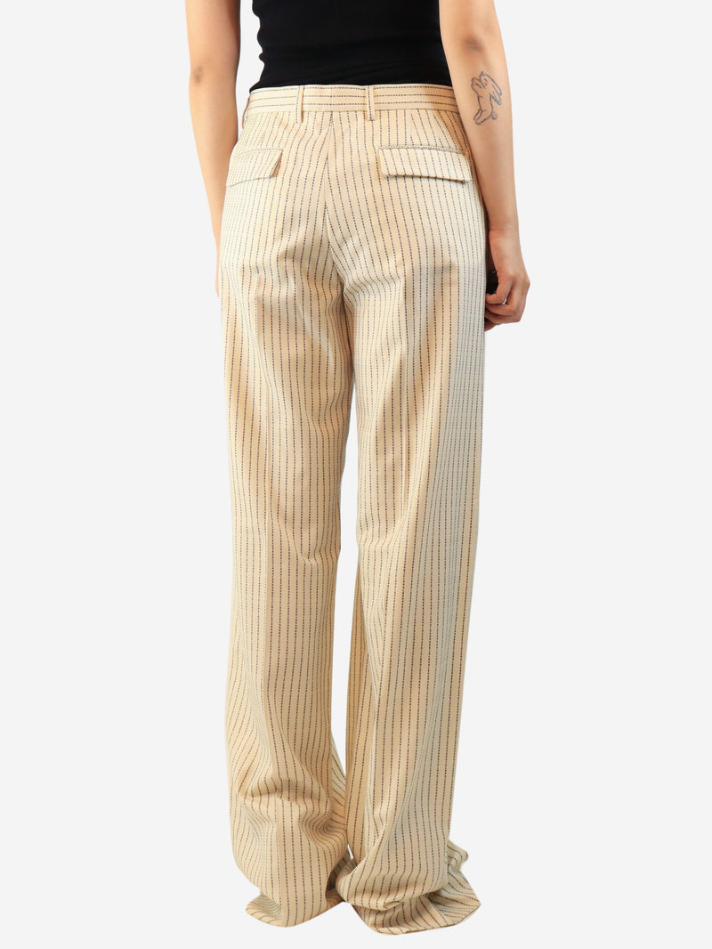 Cream logo pinstripe trousers - size UK 12 Trousers Maison Margiela 
