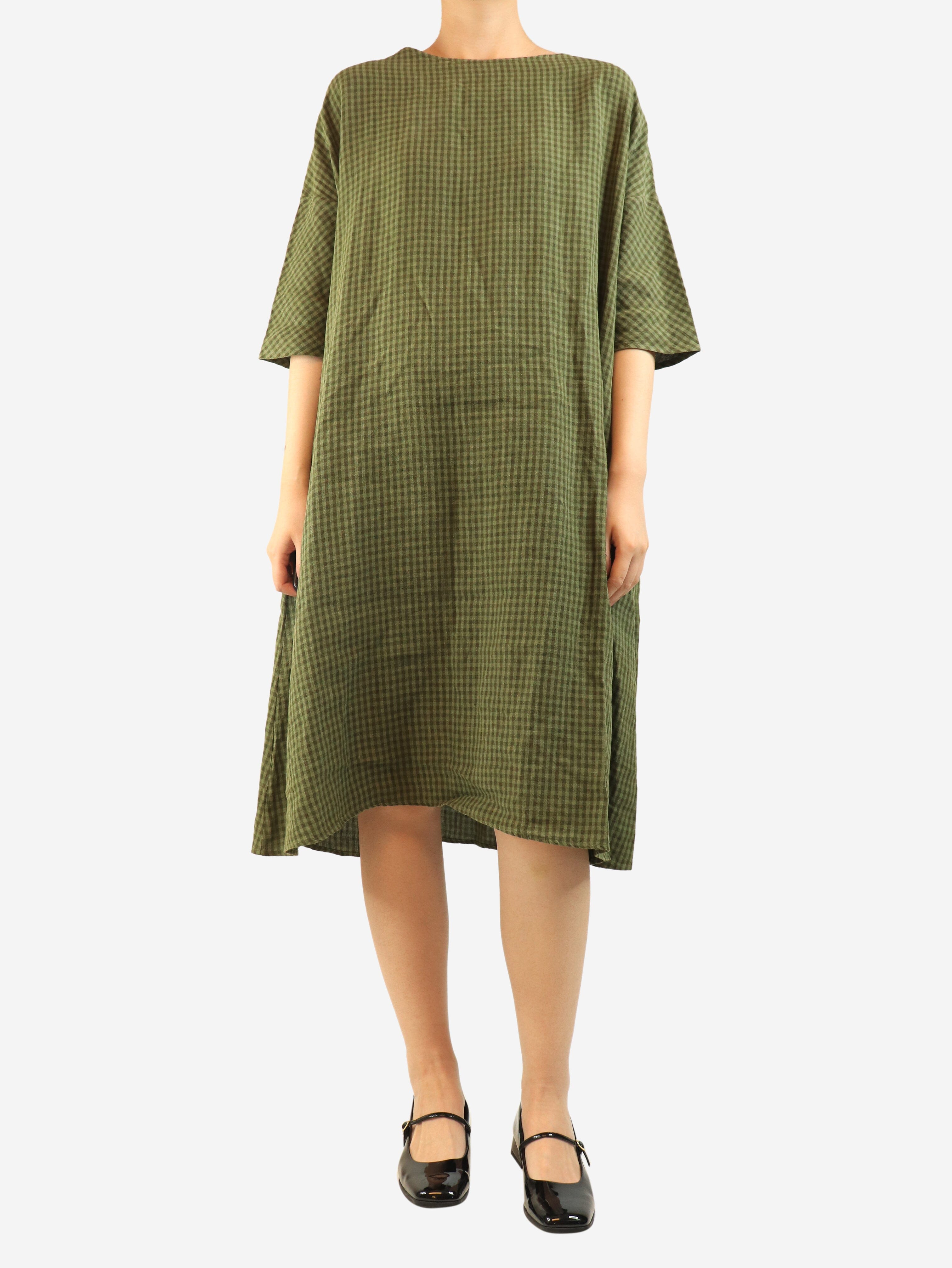 Green gingham linen dress - size M Dresses Apuntob 
