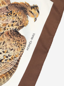Hermes Brown pheasant print scarf