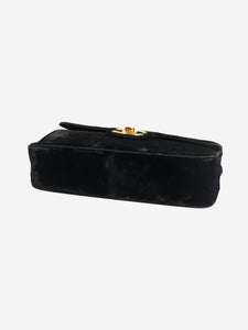 Chanel Black vintage 1991 jumbo velour Mademoiselle shoulder bag